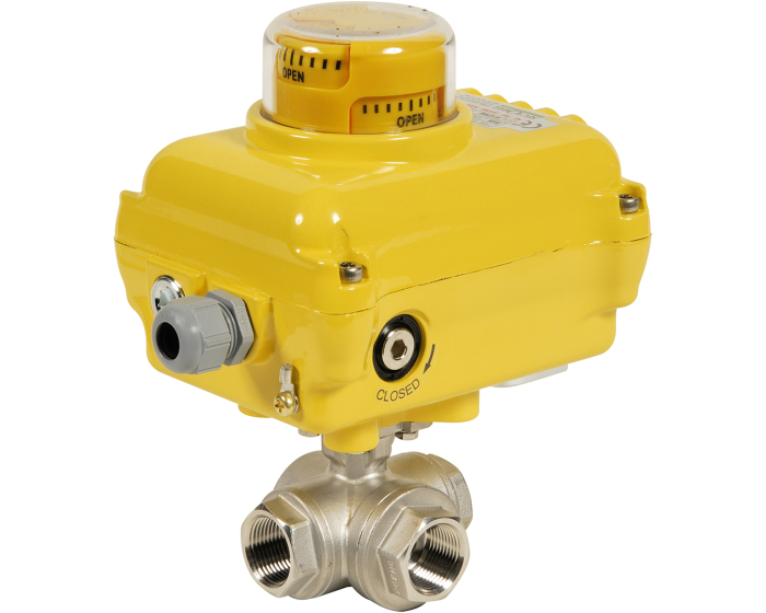 3 way stainless steel ball valve 780L-781TXS + SA05 electric actuator